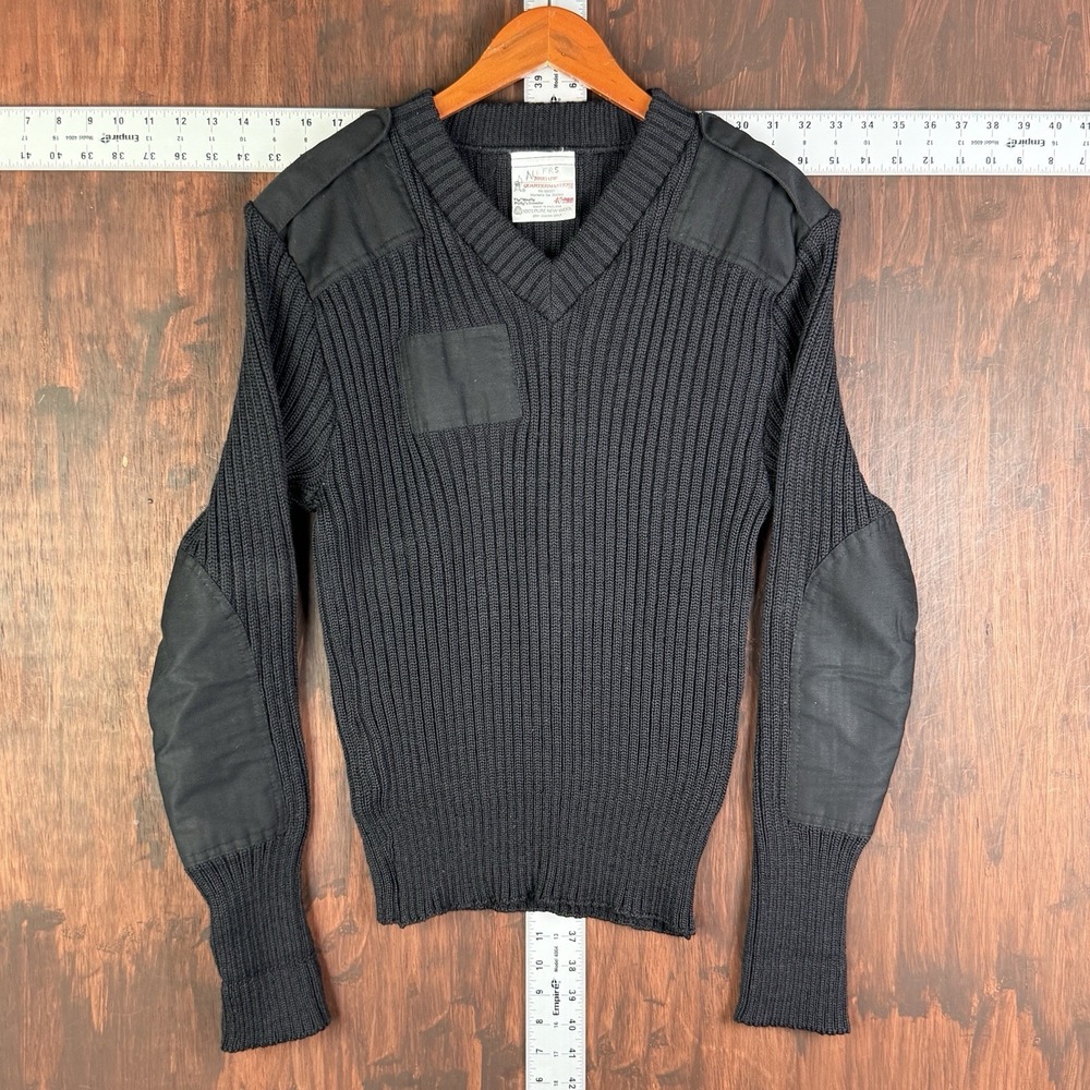 Vintage‎ Brigade Quartermasters 100% Pure New Wool Sweater Black Men's 40 Large